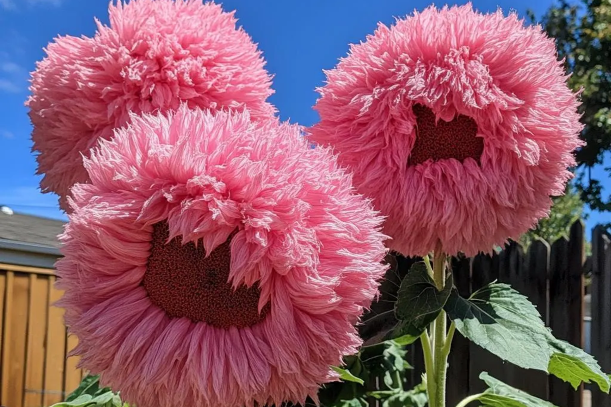 Pink Giant Teddy Bear Sunflower Seeds - 50 Pcs, Heirloom, Easy Grow