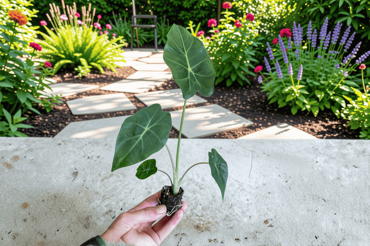 Alocasia Mayan Mask Starter Plants (2) – Bare Root, 2-Inch Pot Cultivation, Upright Foliage