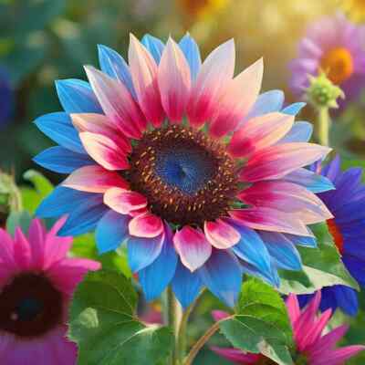 Twin-Blossom Sunflower Seeds - Blue Over Pink (50 Seeds) | Helianthus annuus